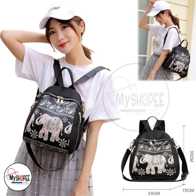 Picture of New Trendy Fashion Printing  Backpack for Women, Large Capacity Nylon Rucksack Multilayer Crossbody & Shoulder School Bags For Girls, Waterproof Travel Ladies Bags - My SHOPEE BD