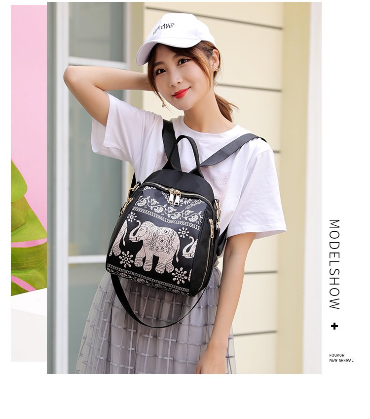 Picture of New Trendy Fashion Printing  Backpack for Women, Large Capacity Nylon Rucksack Multilayer Crossbody & Shoulder School Bags For Girls, Waterproof Travel Ladies Bags - My SHOPEE BD