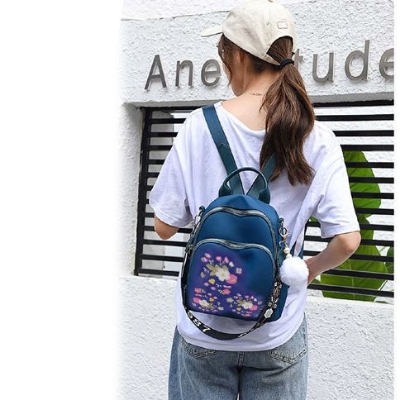 Picture of Flower Embroidery Beautiful Bag Travel Student School Small Casual Printing School Backpack, Large Capacity Nylon Rucksack Multilayer Crossbody & Shoulder Bags, Waterproof Travel Ladies Bags my shopee bd