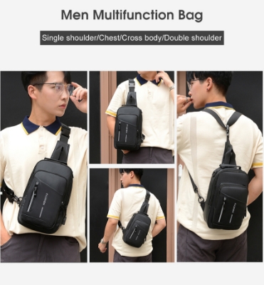 Picture of Men Anti-theft Waterproof Crossbody Bag Multi-Functional Chest Bag Crossbody Bag Smooth Zipper Bag Sports Bag Waterproof Anti-Thief Code Lock Casual Bag Street Shoulder Bag Messenger Bag Versatile Fashion Chest Bag Travel Bag Business Bag MyShopeeBD