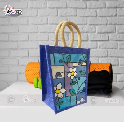 Picture of Jute Fabric eco frindly home  made Lunch / tiffin Carrying Bag with soft handle