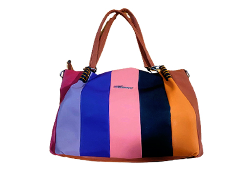 Picture of Trendy Top Handle Tote rainbow design  Bag for girls multi Color with unique Casual look party  Vanity Bag / College / University Bag