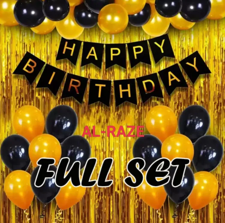 Buy Happy Birthday Combo Full Set/Birthday Low Budget Package/Black And Golden Birthday Combo Set - Birthday Decoration  at Best Price in Bangladesh