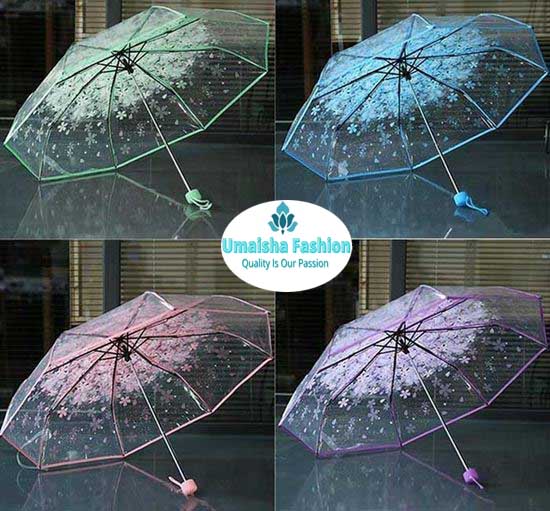 Picture of Cherry Blossom Korean Version Three Fold Transparent Umbrella