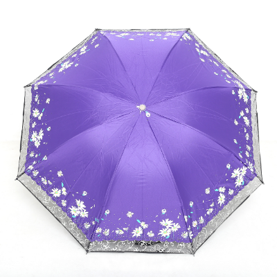 Picture of Ladies Fashionable and Elegant Anti UV Sunshade Print Border Lace Umbrella
