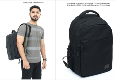 Picture of Bili Online Roar Premium Backpack ( Large Size 30 Liter)-Waterproof Backpack (Matte Black) Backpack School Bag College Bag Office Bag