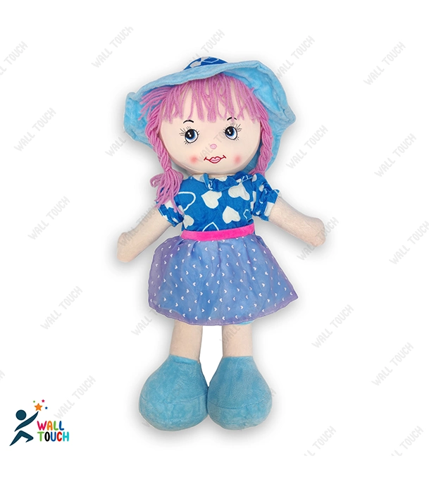 Picture of Cute Looking Smiling Doll Stuffed SOFT PLUSH DOLL Love Girl for Kids Baby with Cap & Hair