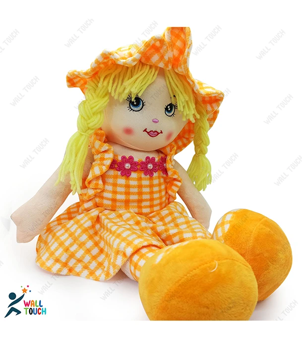 Picture of Cute Looking Smiling Doll Stuffed SOFT PLUSH DOLL Love Girl for Kids Baby with Cap & Hair