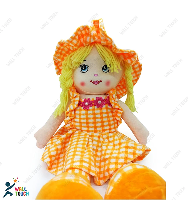 Picture of Cute Looking Smiling Doll Stuffed SOFT PLUSH DOLL Love Girl for Kids Baby with Cap & Hair