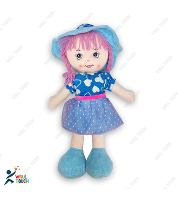 Picture of Cute Looking Smiling Doll Stuffed SOFT PLUSH DOLL Love Girl for Kids Baby with Cap & Hair