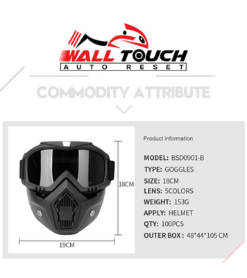 Picture of Safety Goggles Mask Wind, Dust, Protective Face Adjustable & Flexible Mask Helmet Mask For Biker Bike Rider