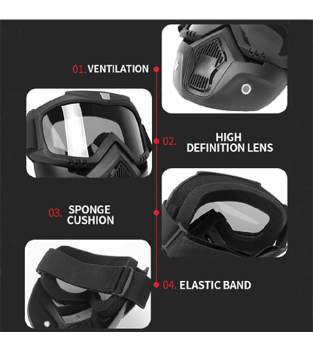 Picture of Safety Goggles Mask Wind, Dust, Protective Face Adjustable & Flexible Mask Helmet Mask For Biker Bike Rider