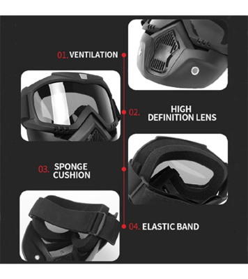 Picture of Safety Goggles Mask Wind, Dust, Protective Face Adjustable & Flexible Mask Helmet Mask For Biker Bike Rider
