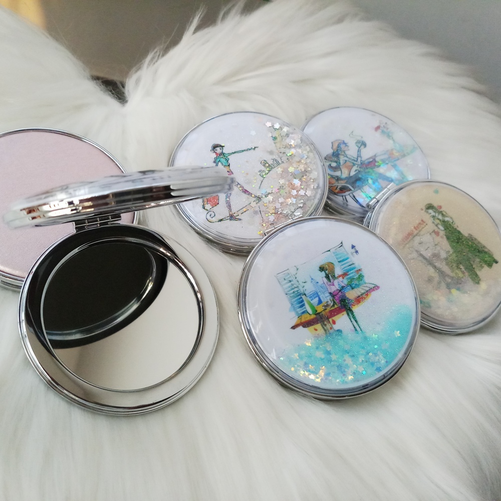 Picture of Round Shape Folding Mini Face Mirror (Multcolor) - 1 Piece M2103 - Face Mirror - Makeup Mirror - Mirror for Girls - Mirror - Mirror for Women