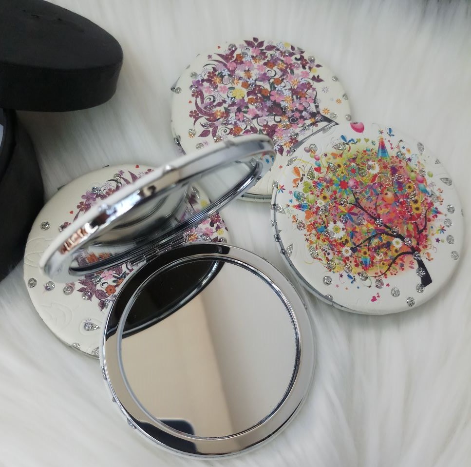 Picture of Round Shape Folding Mini Face Mirror (Multcolor) - 1 Piece M2105 - Face Mirror - Makeup Mirror - Mirror for Girls - Mirror - Mirror for Women