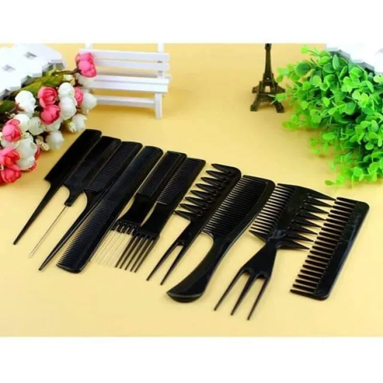 Buy Professional 10 Pcs/Set Hair Styling Comb Set Black Hairdressing Brush Specially Design For Hair Barbers Hair Salon - Hair Brush at Best Price In Bangladesh