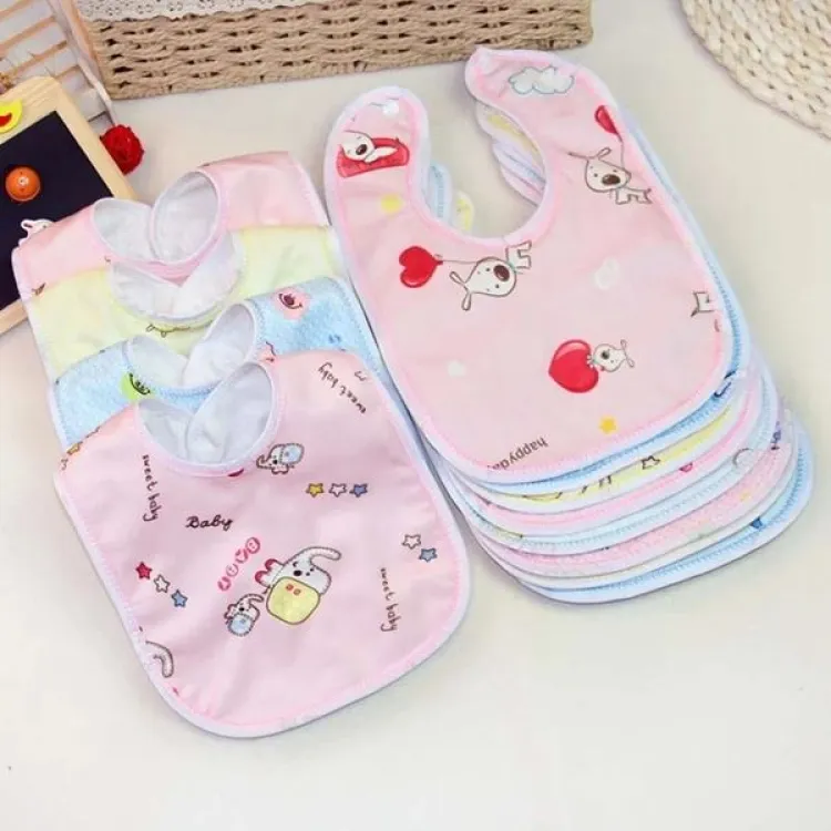 Buy 3 Pcs Combo Fashionable Cotton Bibs For Baby (Pink,Blue,Yellow) at Best Price In Bangladesh