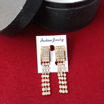 Picture of Stone Drop Earrings (Golden) For Women & Girls - 1 Pair Model-ST170 - M003- Earring - Earrings for Women