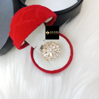 Picture of Diamond Cut AD Stone Gold Finger Ring (Imported From India) for Women & Girls (Model-DCFR22013G) - 1 Piece