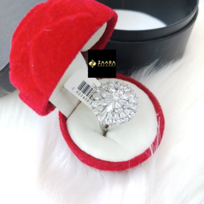 Picture of Diamond Cut AD Stone Silver Finger Ring (Imported From India) for Women & Girls (Model-DCFR22014G) - 1 Piece