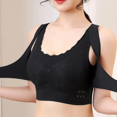 Picture of Bra Push up brassiere seamless wireless underwear padded yoga jim training bra body slimmimng bra Black
