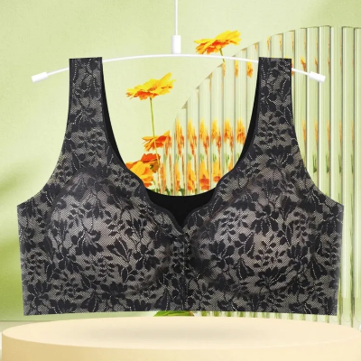 Picture of Light padded printed bra maternity bra front button bra cotton bra comfortable bra womens wear bra - Black