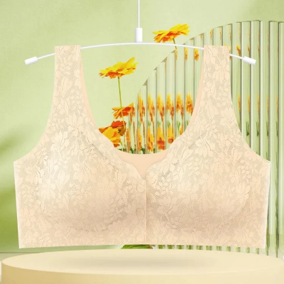 Picture of Light padded printed bra maternity bra front button bra cotton bra comfortable bra womens wear bra - Cream