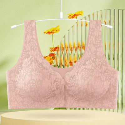 Picture of Light padded printed bra maternity bra front button bra cotton bra comfortable bra womens wear bra - Pink