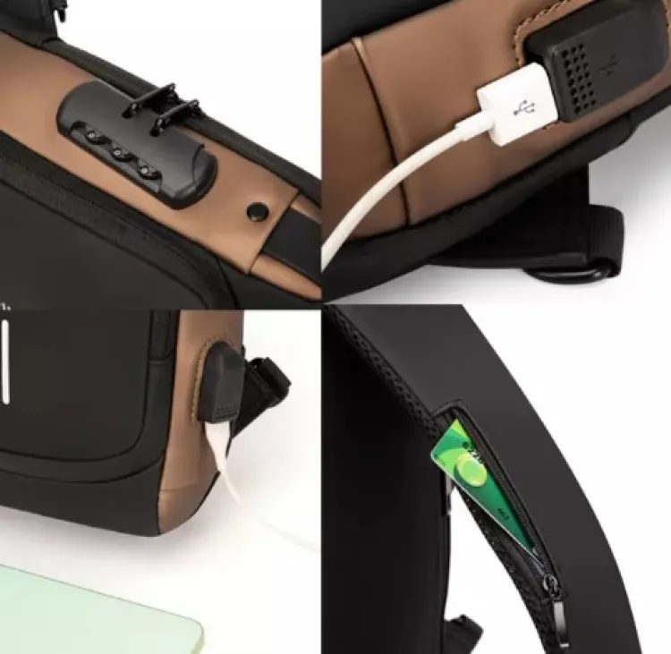 Picture of Shoulder Bags For Men Waterproof Usb Charging Man Crossbody Bags Anti-Theft Sports Travel Messenger Bags Fashion Men Chest Bags - Cross Body Bag