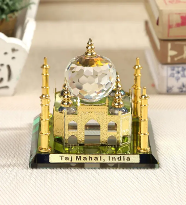 Picture of Collectible Metal & Crystal Taj Mahal Showpiece, Medium, Multicolour