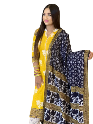 Buy Cotton Block Print Unstitched 3 Piece 3P-07 Online at Best Price in Bangladesh