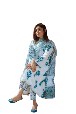 Buy Cotton Block Print Unstitched 3 Piece 3P-08 Online at Best Price in Bangladesh