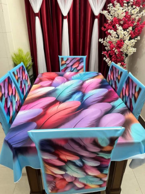 Buy 3D Print Premium Dining Table Cloth & Chair Cover Set 7 in 1 TC-08 at Best Prices in Bangladesh