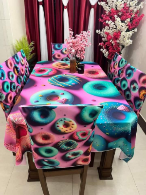 Buy 3D Print Premium Dining Table Cloth & Chair Cover Set 7 in 1 TC-61 at Best Prices in Bangladesh