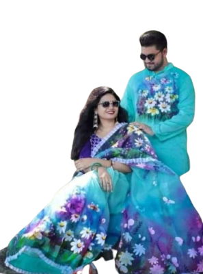 Buy Hand Print Couple Set Sharee with Panjabi.CS-86 online at Best Price In Bangladesh