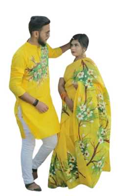 Buy Hand Print Couple Set Sharee with Panjabi.CS-88 online at Best Price In Bangladesh