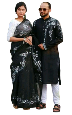 Buy Hand Print Couple Set Sharee with Panjabi.CS-91 online at Best Price In Bangladesh
