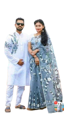 Buy Hand Print Couple Set Sharee with Panjabi.CS-92 online at Best Price In Bangladesh