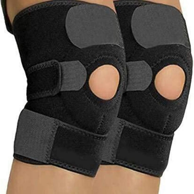 Picture of Galaxy Knee Cap for Men and Women, Adjustable Knee Support Patella, Knee Brace for Knee Pain Relief, Ligament Injury, Protection at Gym, Running,and Sports(pair) (free size) (Black,Pack of 2)