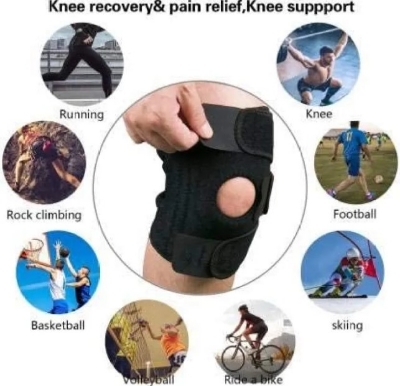Picture of Galaxy Knee Cap for Men and Women, Adjustable Knee Support Patella, Knee Brace for Knee Pain Relief, Ligament Injury, Protection at Gym, Running,and Sports(pair) (free size) (Black,Pack of 2)