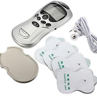 Picture of 8 In 1 Digital Therapy Machine Electric Muscle Stimulator Device With Acupuncture & Vibration Pain Relief Pulse Massager, 4 Pads With Palm Device, Battery & Electric Operated