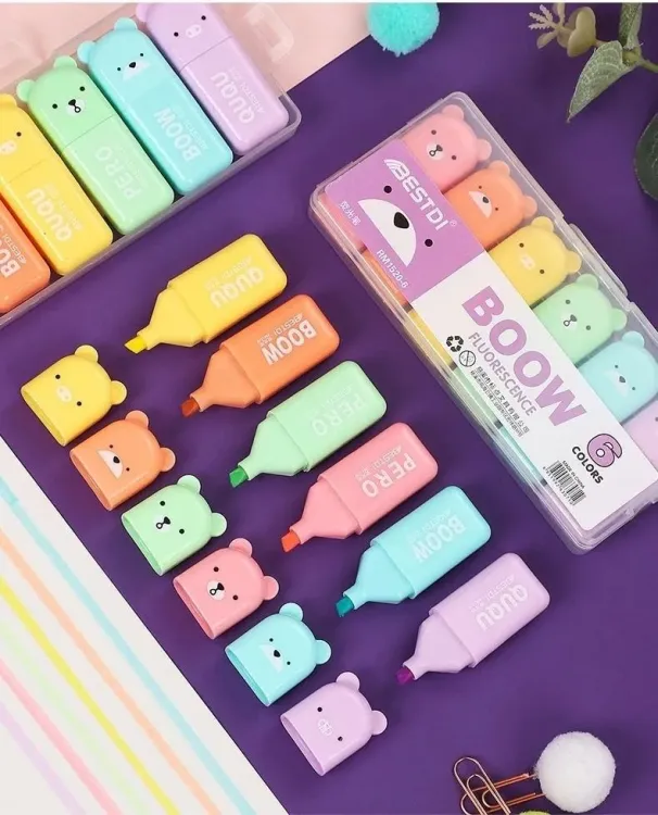 Picture of Highlighter Pens, Pastel Colors Highlighter Set, Chisel Tip Marker Pens for Adults Kids Students Planner Notes, Office School Supplies (6 pes box Macaron Colors)