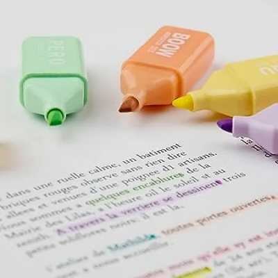 Picture of Highlighter Pens, Pastel Colors Highlighter Set, Chisel Tip Marker Pens for Adults Kids Students Planner Notes, Office School Supplies (6 pes box Macaron Colors)