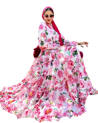 Buy 3D Digital Print Stiched Linen Gown with koti GL-P21 at Best Price in Bangladesh