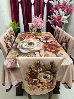 Buy 3D Print Premium Dining Table Cloth & Chiar Cover Set 7 in 1 TC-108 at Best Prices in Bangladesh