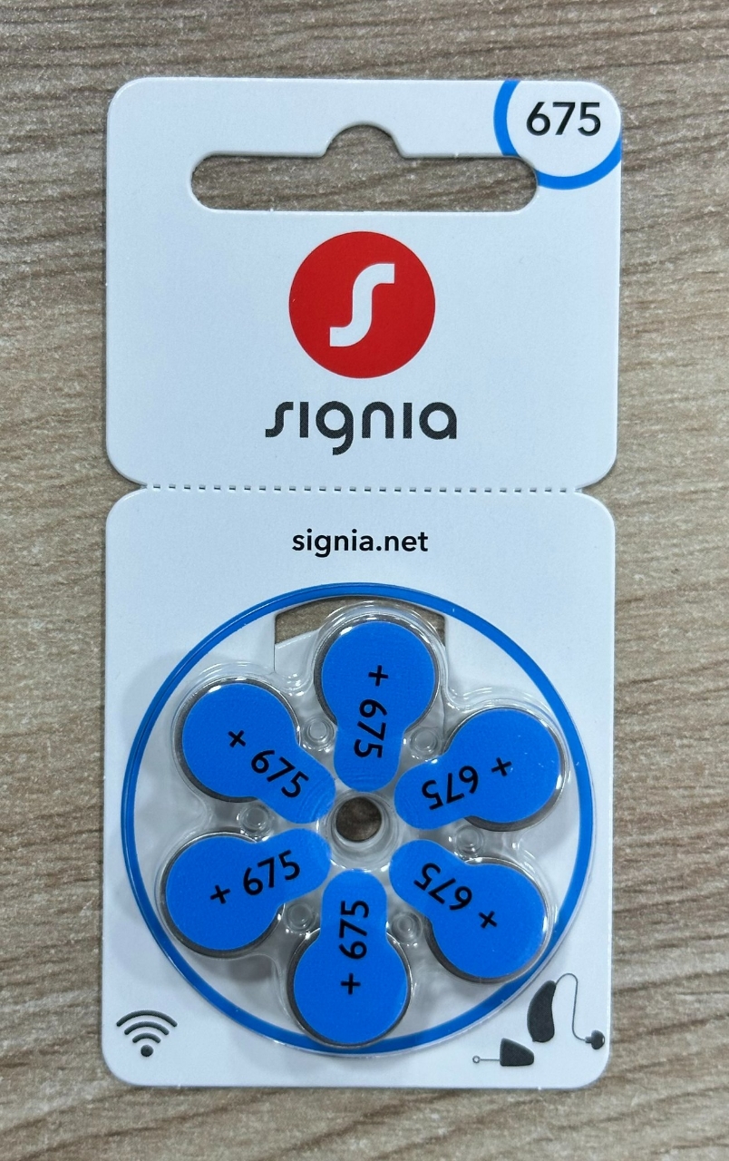 Picture of Signia Hearing Aid Battery Size 675, Pack of 6 Batteries, (Model: A3413_ S675-18), Silver, 1 Strip( 1 pata)
