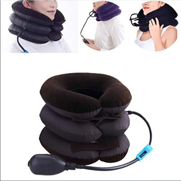Picture of Neckline Pillow Pneumatic Air Bag 3 Tier Inflatable for Cervical Spine Neck Rest Support Massagers Pillow Neck Pillow for Back Pain, Sleeping Travel, Car seat