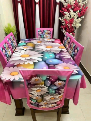 Buy 3D Print Premium Dining Table Cloth & Chiar Cover Set 7 in 1 TC-106 at Best Prices in Bangladesh