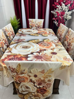 Buy 3D Print Premium Dining Table Cloth & Chiar Cover Set 7 in 1 TC-107 at Best Prices in Bangladesh