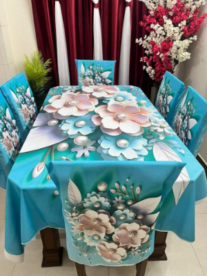 Buy 3D Print Premium Dining Table Cloth & Chiar Cover Set 7 in 1 TC-109 at Best Prices in Bangladesh